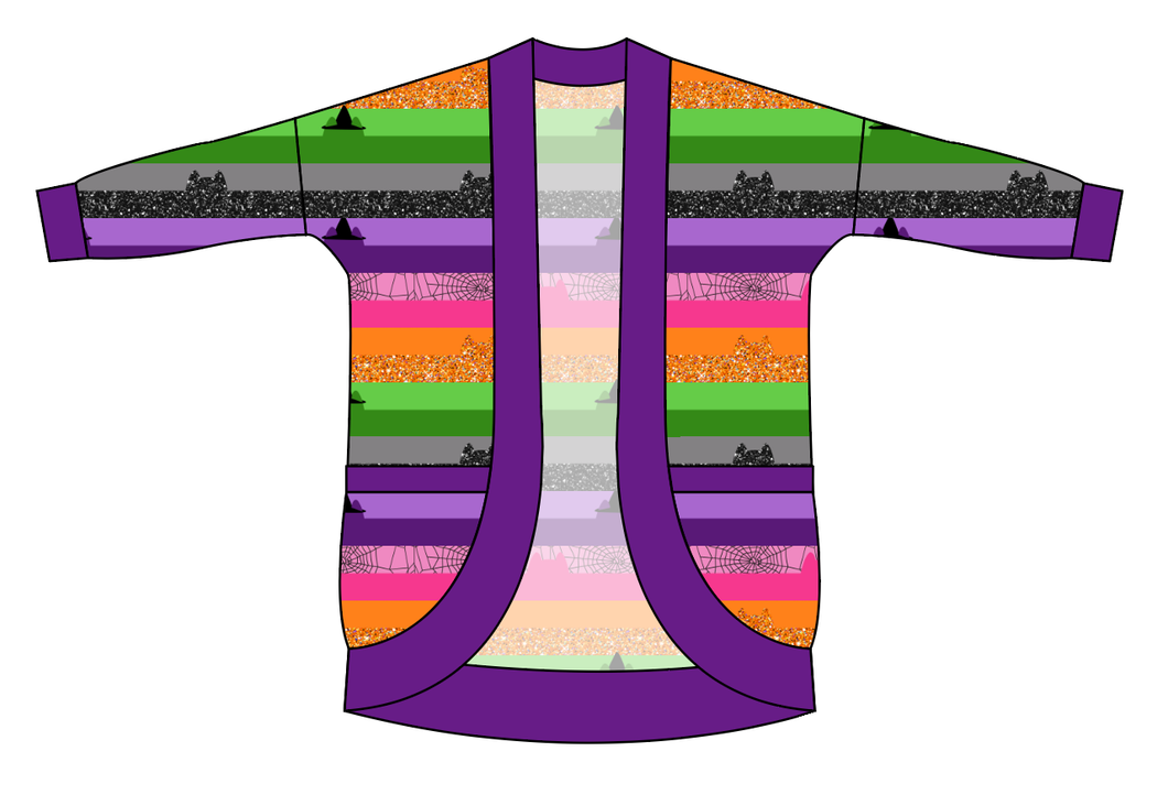 Spooky Meow Stripes Kids Cocoon Cardigan