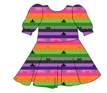 Load image into Gallery viewer, Spooky Meow Stripes Prairie Dress