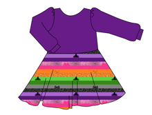 Load image into Gallery viewer, Spooky Meow Stripes Prairie Dress