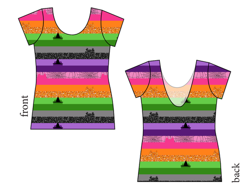 Spooky Meow Stripes Ladies' Low Back Ballerina Tee