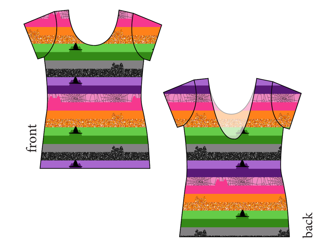 Spooky Meow Stripes Ladies' Low Back Ballerina Tee