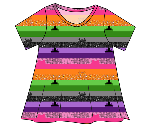 Spooky Meow Stripes Ladies' Swing Tee