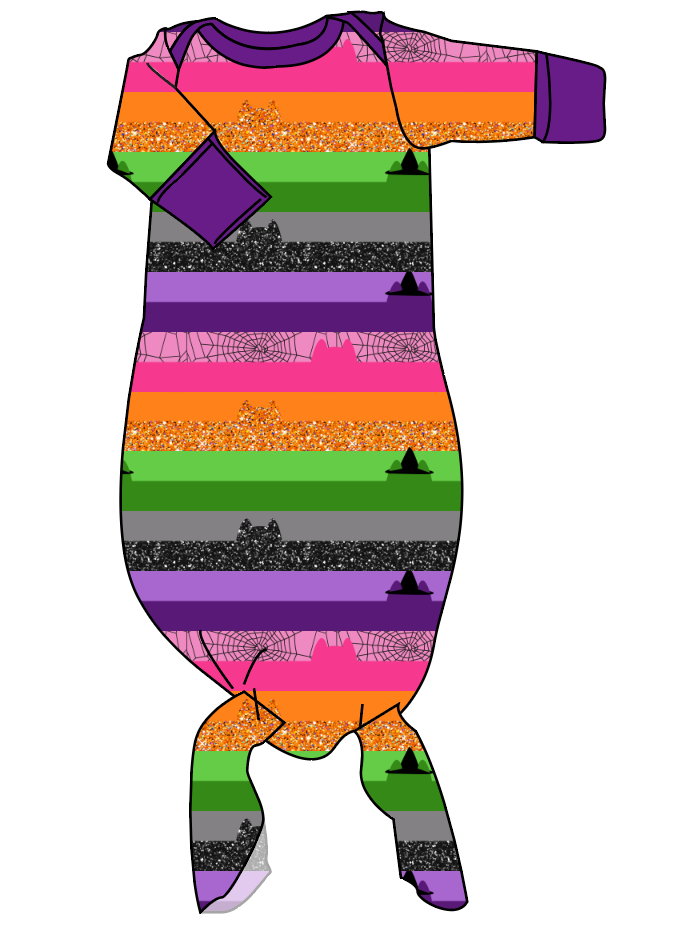 Spooky Meow Stripes Newborn Knotted Gown