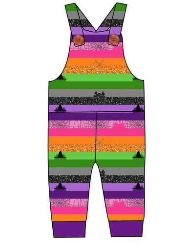 Spooky Meow Stripes Overalls and Shortalls