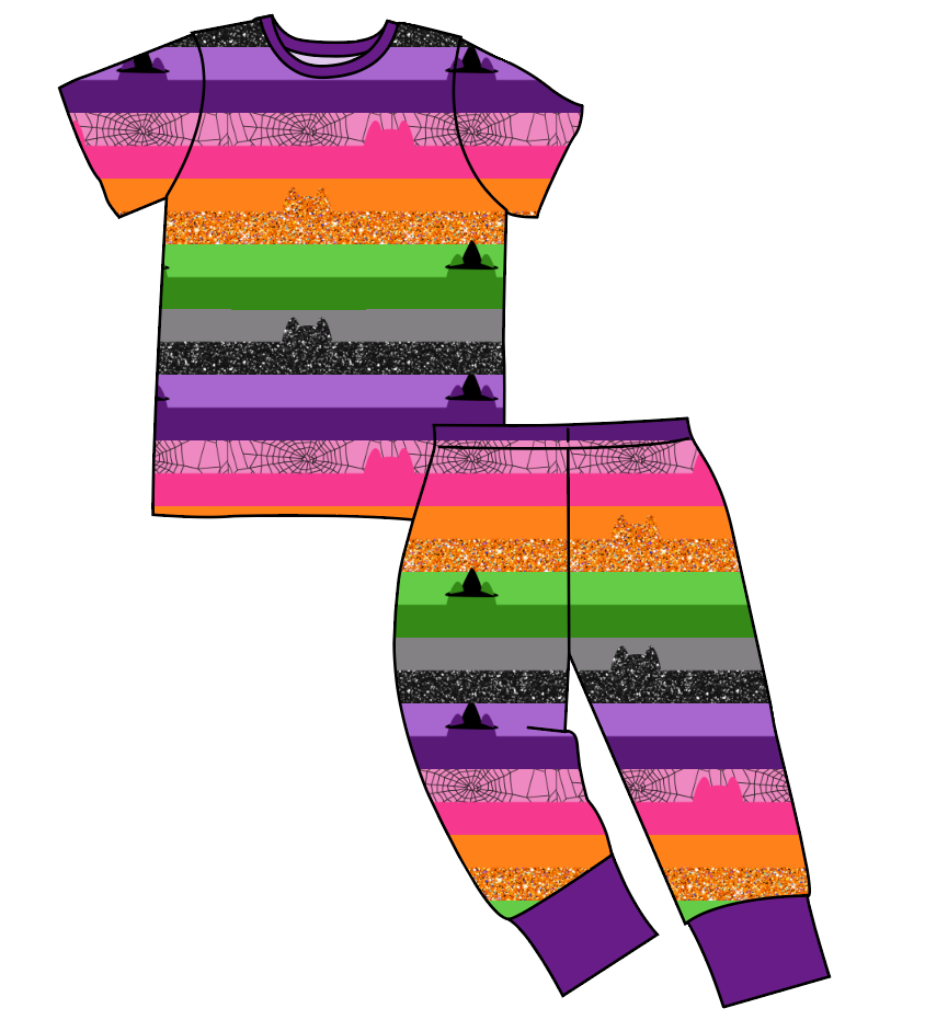 Spooky Meow Stripes Basic Loungewear Set