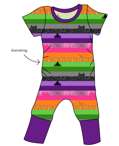 Spooky Meow Stripes Grow With Me Pants And Shorts Romper