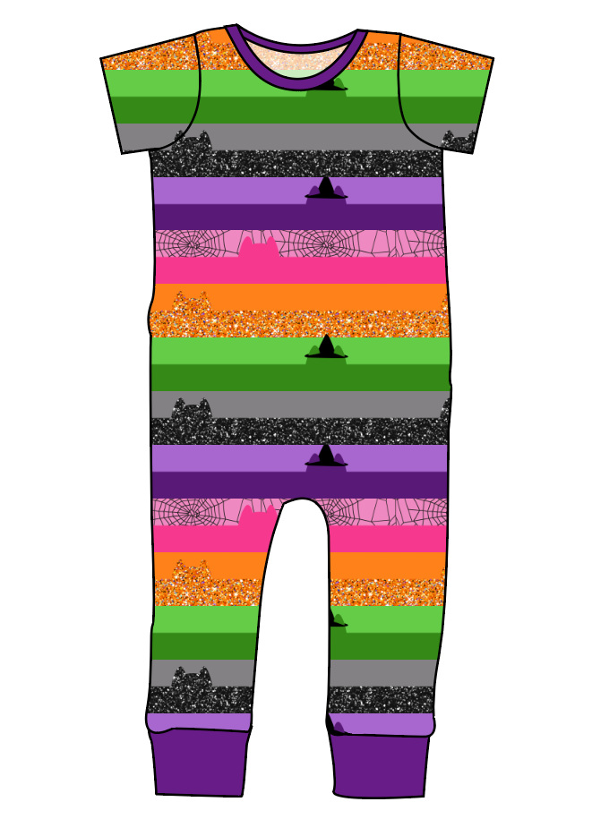 Spooky Meow Stripes Emmett Pants And Shorts T-Shirt Romper