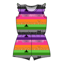 Load image into Gallery viewer, Spooky Meow Stripes Ivy Summer Romper