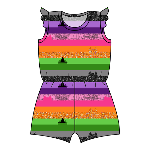 Spooky Meow Stripes Ivy Summer Romper
