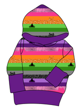 Load image into Gallery viewer, Spooky Meow Stripes Grow With Me Hoodie (or Crewneck)