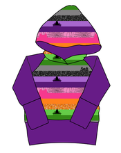 Load image into Gallery viewer, Spooky Meow Stripes Grow With Me Hoodie (or Crewneck)