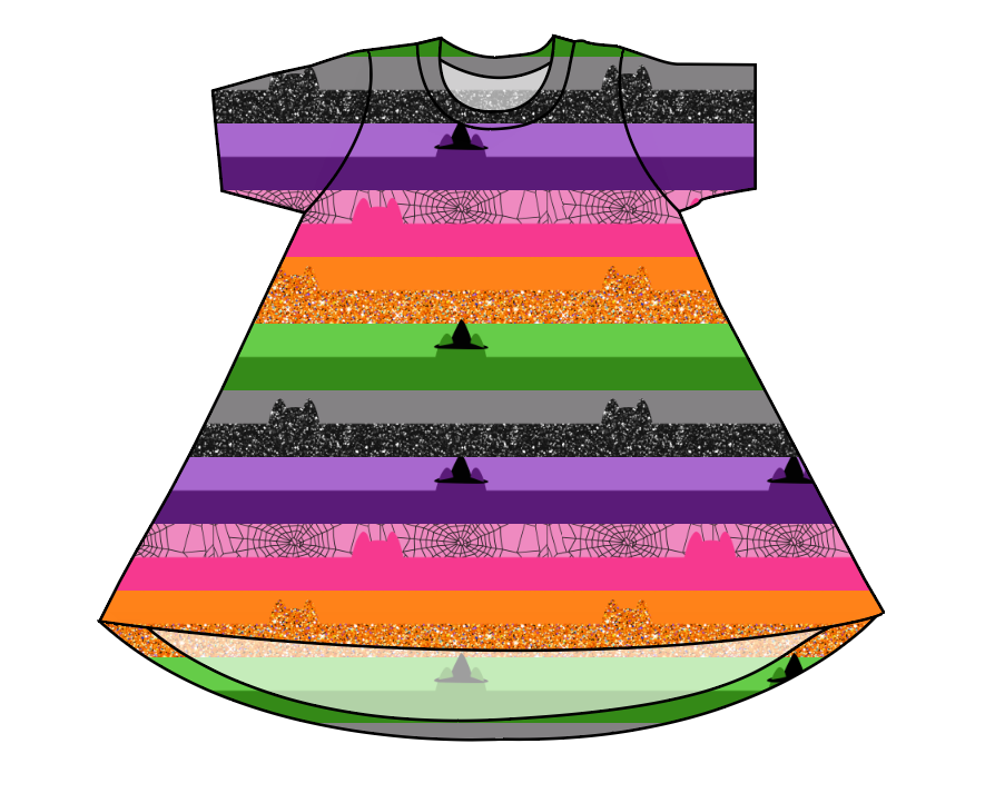 Spooky Meow Stripes Basic T-Shirt Dress