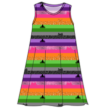 Load image into Gallery viewer, Spooky Meow Stripes Ladies&#39; Swing Dress