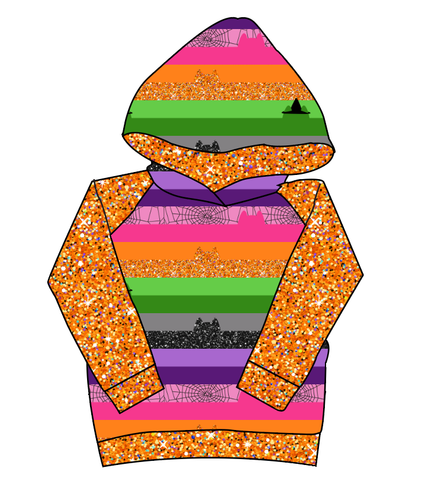 Spooky Meow Stripes Classic Hoodie (or Crewneck)