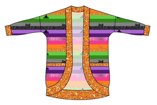 Spooky Meow Stripes Ladies' Cocoon Cardigan