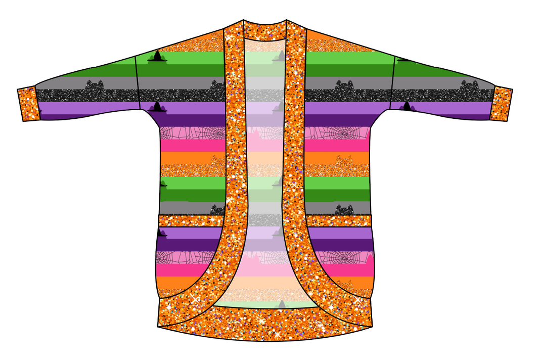 Spooky Meow Stripes Ladies' Cocoon Cardigan