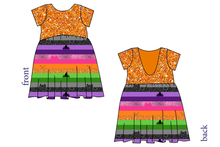 Load image into Gallery viewer, Spooky Meow Stripes Low Back Dress