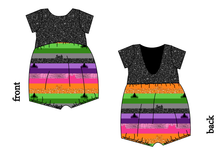 Load image into Gallery viewer, Spooky Meow Stripes Low Back Romper and Bubble Romper