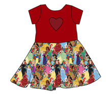 Load image into Gallery viewer, Floral Princesses Molly Heart Back Twirly Dress