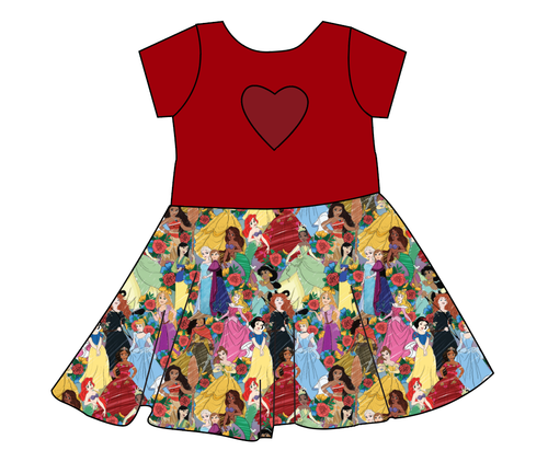 Floral Princesses Molly Heart Back Twirly Dress