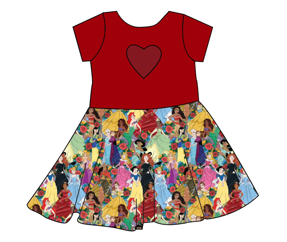 Floral Princesses Molly Heart Back Twirly Dress