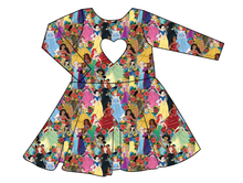 Load image into Gallery viewer, Floral Princesses Molly Heart Back Twirly Dress