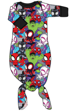 Load image into Gallery viewer, Go Webs Go Newborn Knotted Gown