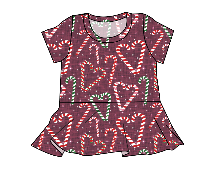 Candy Cane Lane Peplum Top