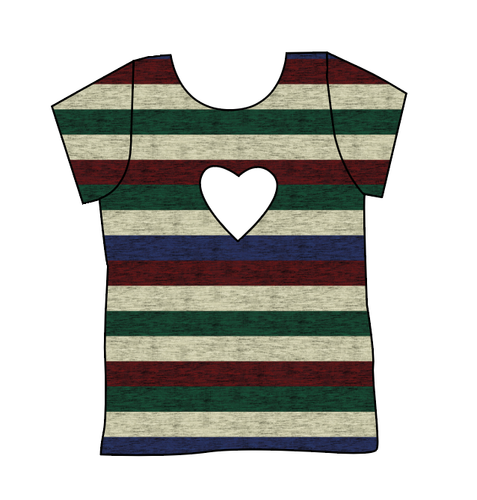 Holiday Stripes Cambria Heart Back Tee