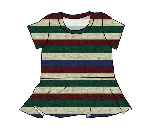 Holiday Stripes Peplum Top