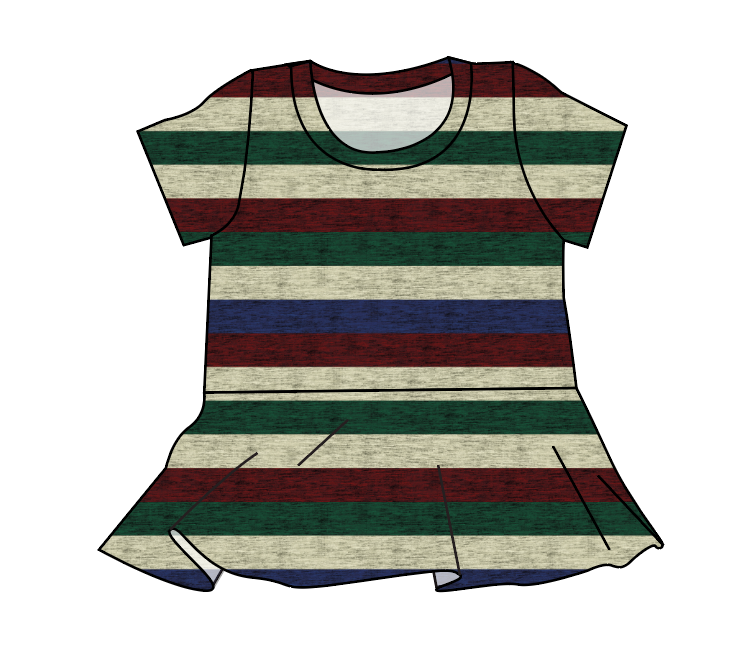 Holiday Stripes Peplum Top