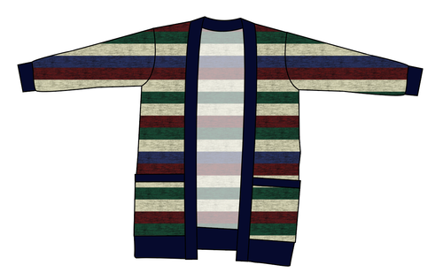 Holiday Stripes Ladies' Grandpa Cardigan