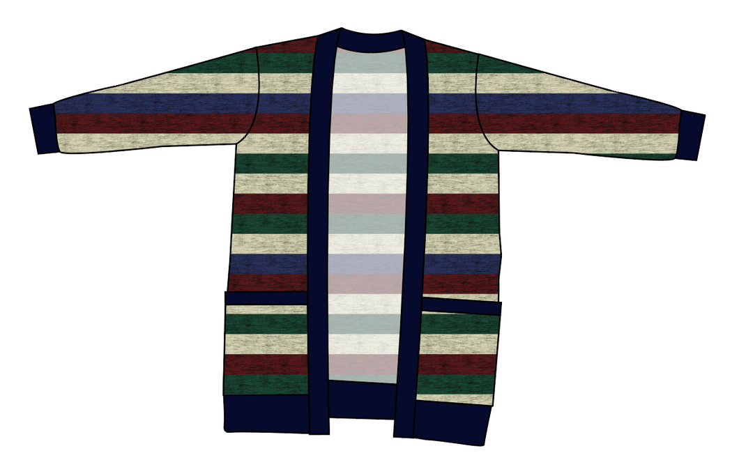 Holiday Stripes Ladies' Grandpa Cardigan