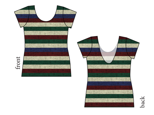 Holiday Stripes Ladies' Low Back Ballerina Tee