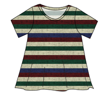Load image into Gallery viewer, Holiday Stripes Ladies&#39; Swing Tee