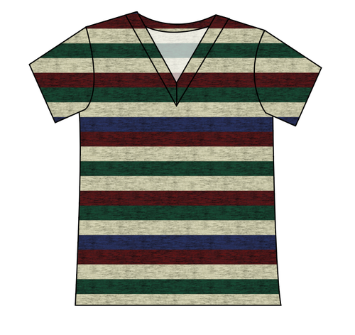 Holiday Stripes Ladies' Slouchy V-Neck Tee