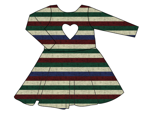 Holiday Stripes Molly Heart Back Twirly Dress