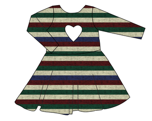 Holiday Stripes Molly Heart Back Twirly Dress