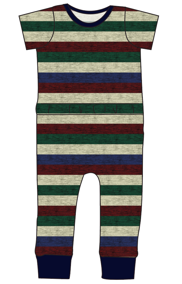Holiday Stripes Bennett Pants and Shorts Length T-Shirt Romper