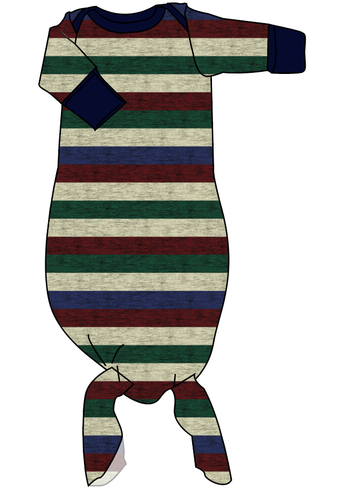 Holiday Stripes Newborn Knotted Gown