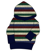 Load image into Gallery viewer, Holiday Stripes Grow With Me Hoodie (or Crewneck)