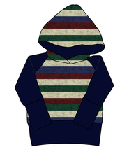 Load image into Gallery viewer, Holiday Stripes Grow With Me Hoodie (or Crewneck)