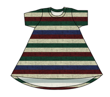 Load image into Gallery viewer, Holiday Stripes Basic T-Shirt Dress