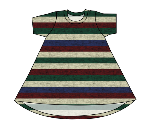 Holiday Stripes Basic T-Shirt Dress