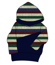 Load image into Gallery viewer, Holiday Stripes Grow With Me Hoodie (or Crewneck)