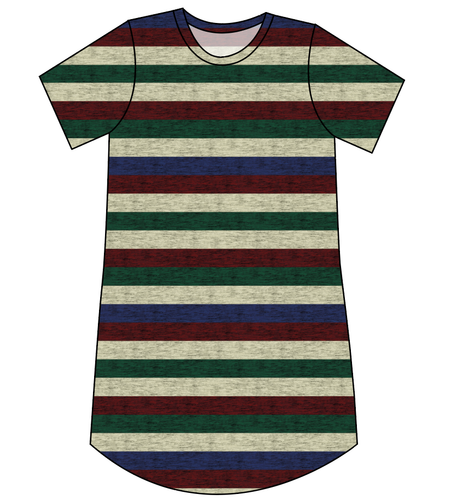 Holiday Stripes Ladies' T-Shirt Dress