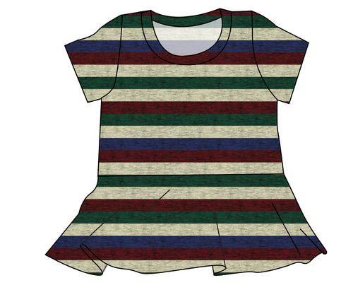 Holiday Stripes Ladies' Peplum Top