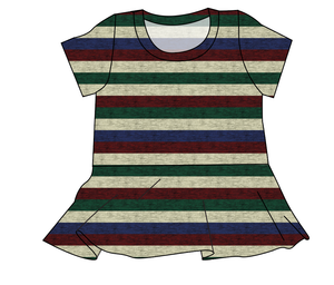 Holiday Stripes Ladies' Peplum Top