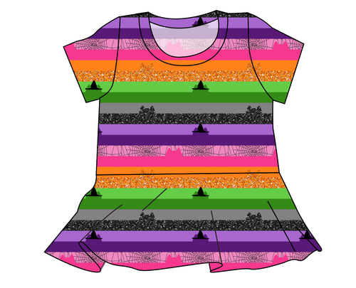 Spooky Meow Stripes Ladies' Peplum Top