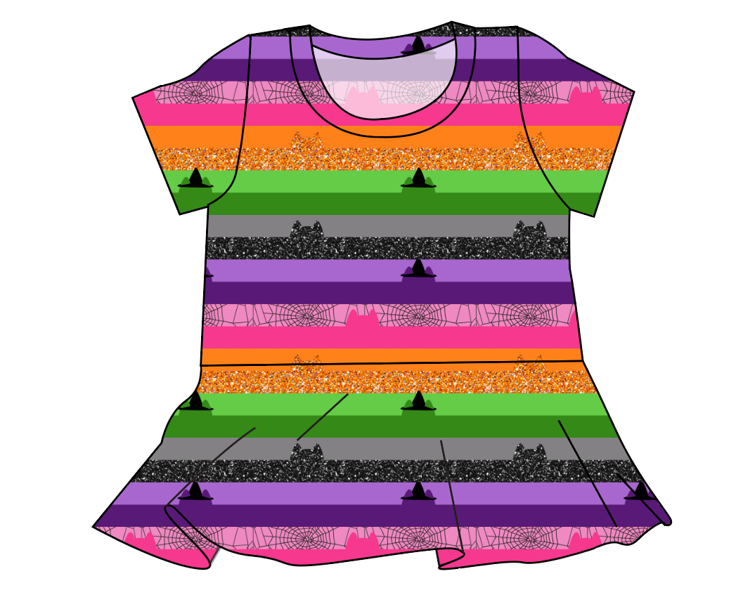Spooky Meow Stripes Ladies' Peplum Top